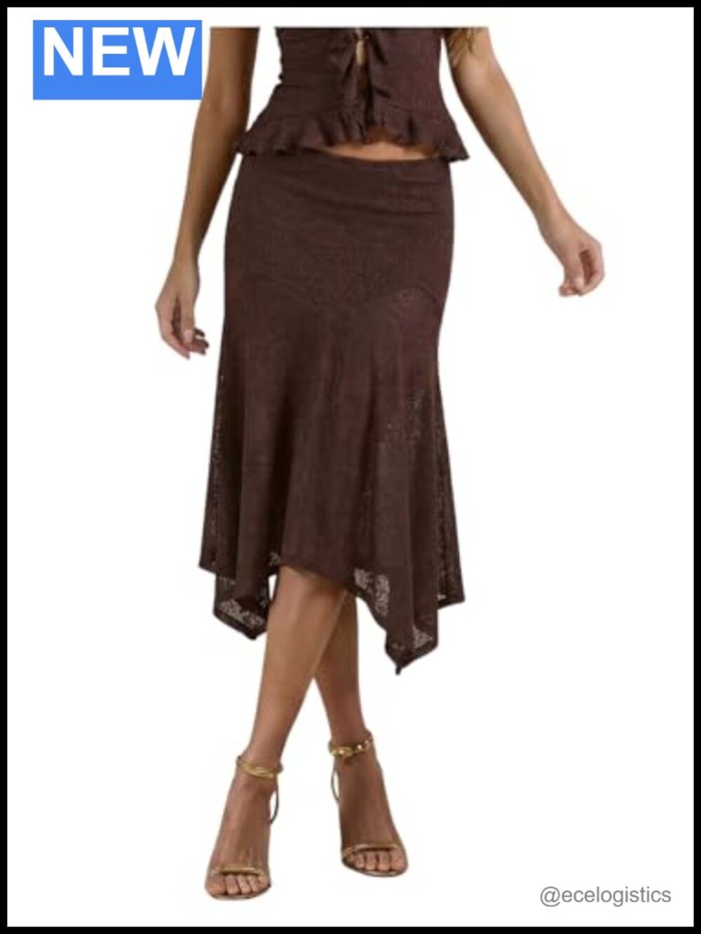 Women's Boho Paisley Lace Midi Skirt, Low Rise Asymmetrical Flared